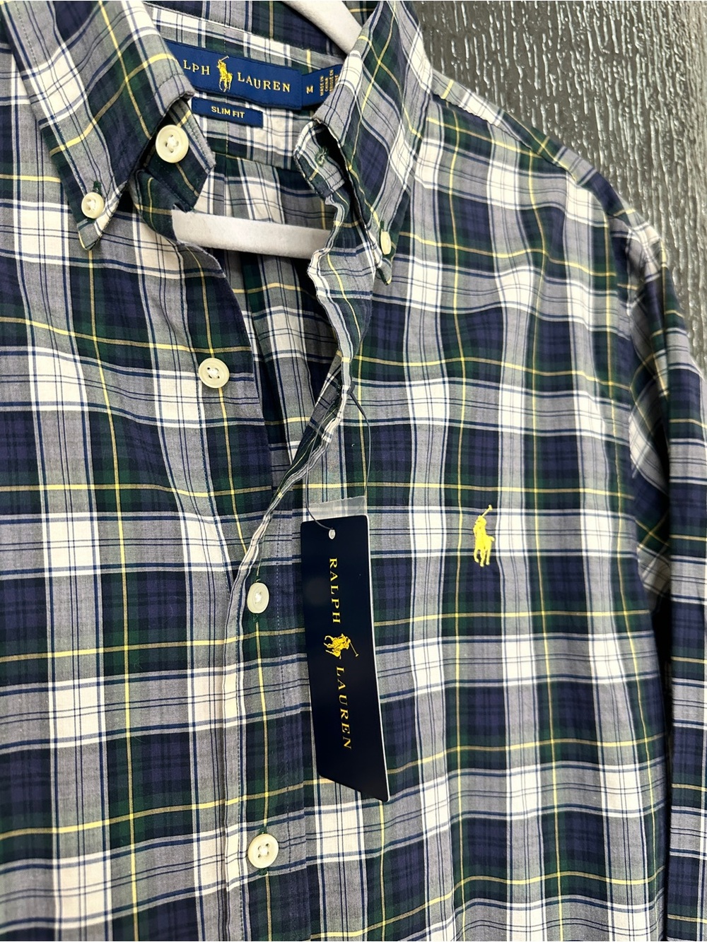 Ralph Lauren Slim Fit Plaid Button Down Shirt Men’s Medium NWT Cotton - Picture 4 of 12